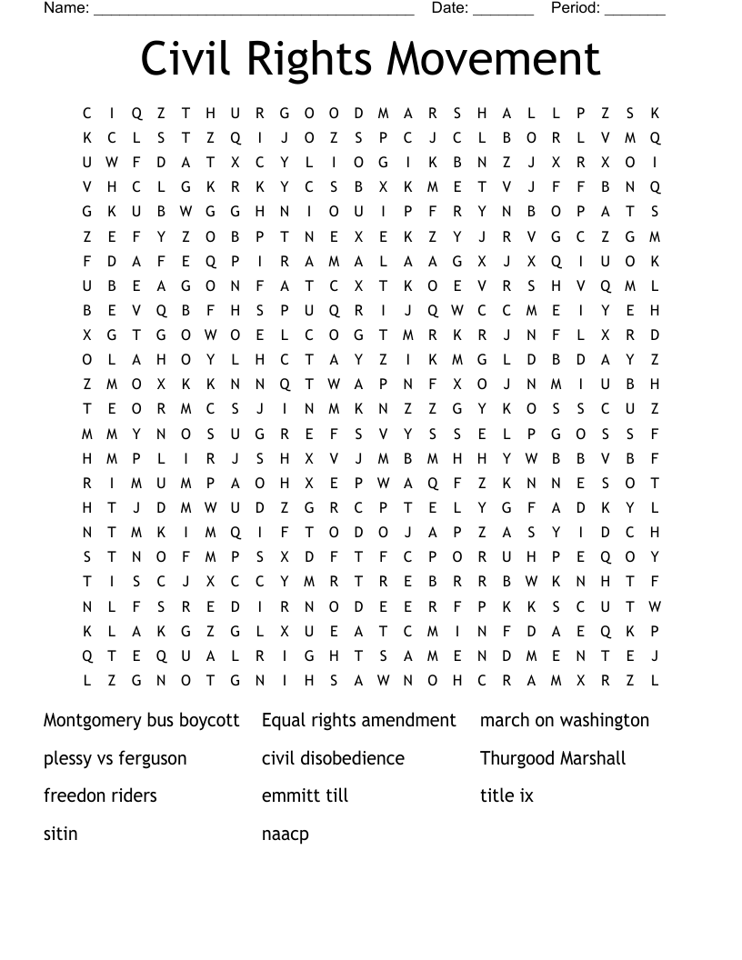 Civil Rights Movement Word Search