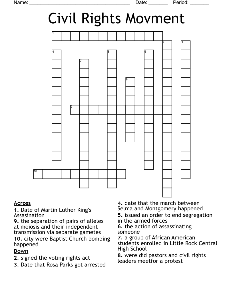 Civil Rights Movment  Crossword