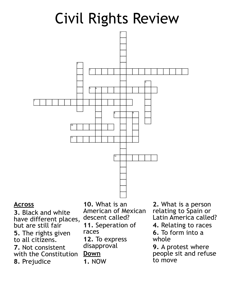 Civil Rights Review Crossword
