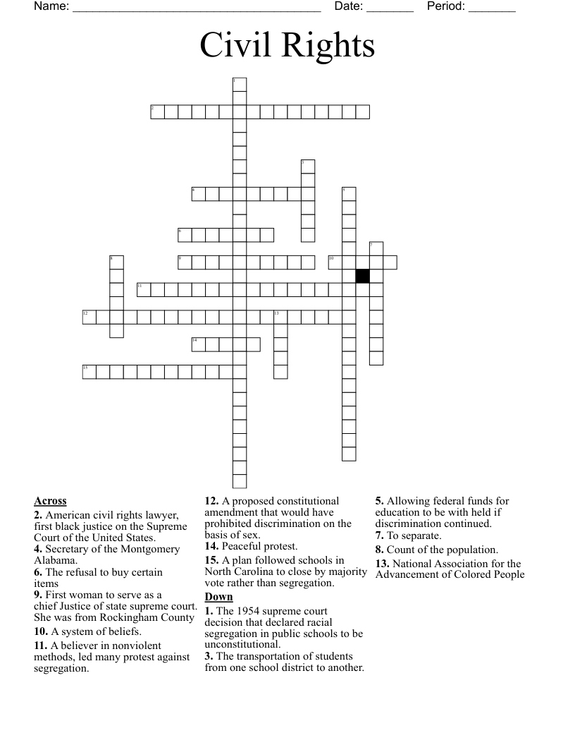 Civil Rights  Crossword
