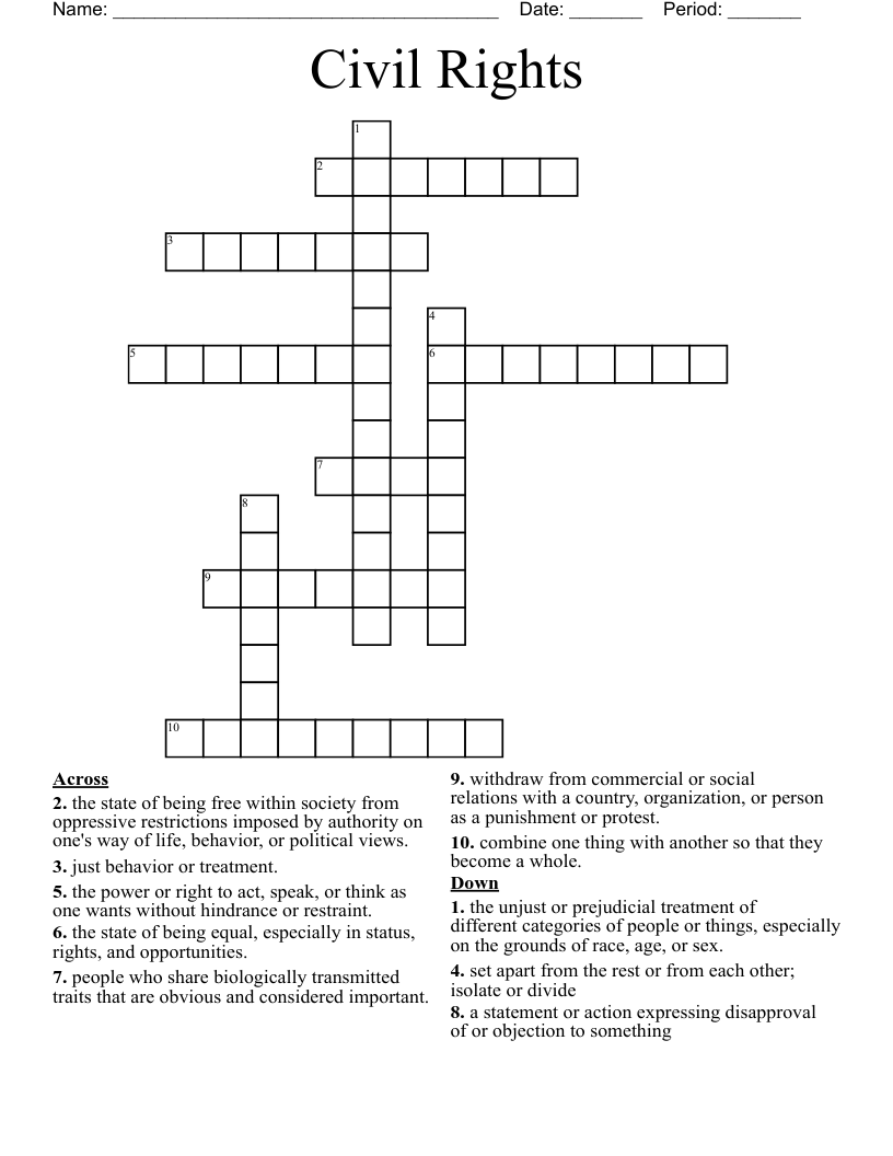 Civil Rights  Crossword