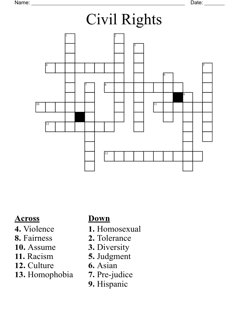 Civil Rights  Crossword