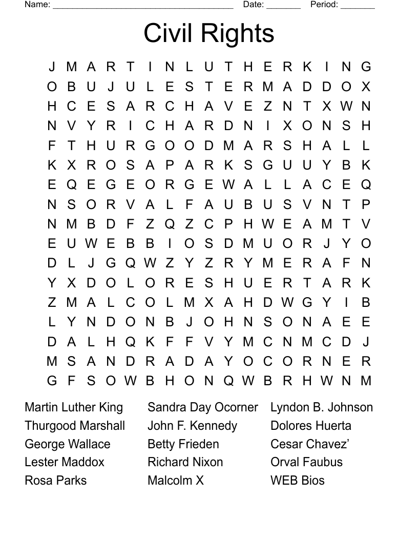 Civil Rights  Word Search