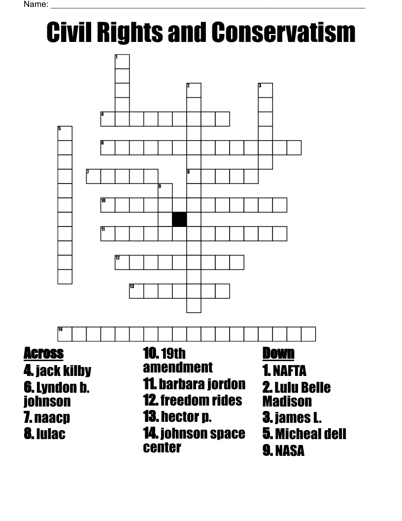 Civil Rights and Conservatism  Crossword