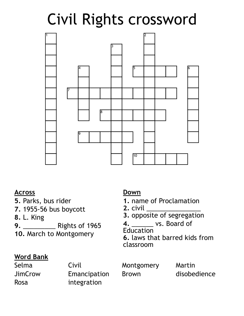 Civil Rights crossword