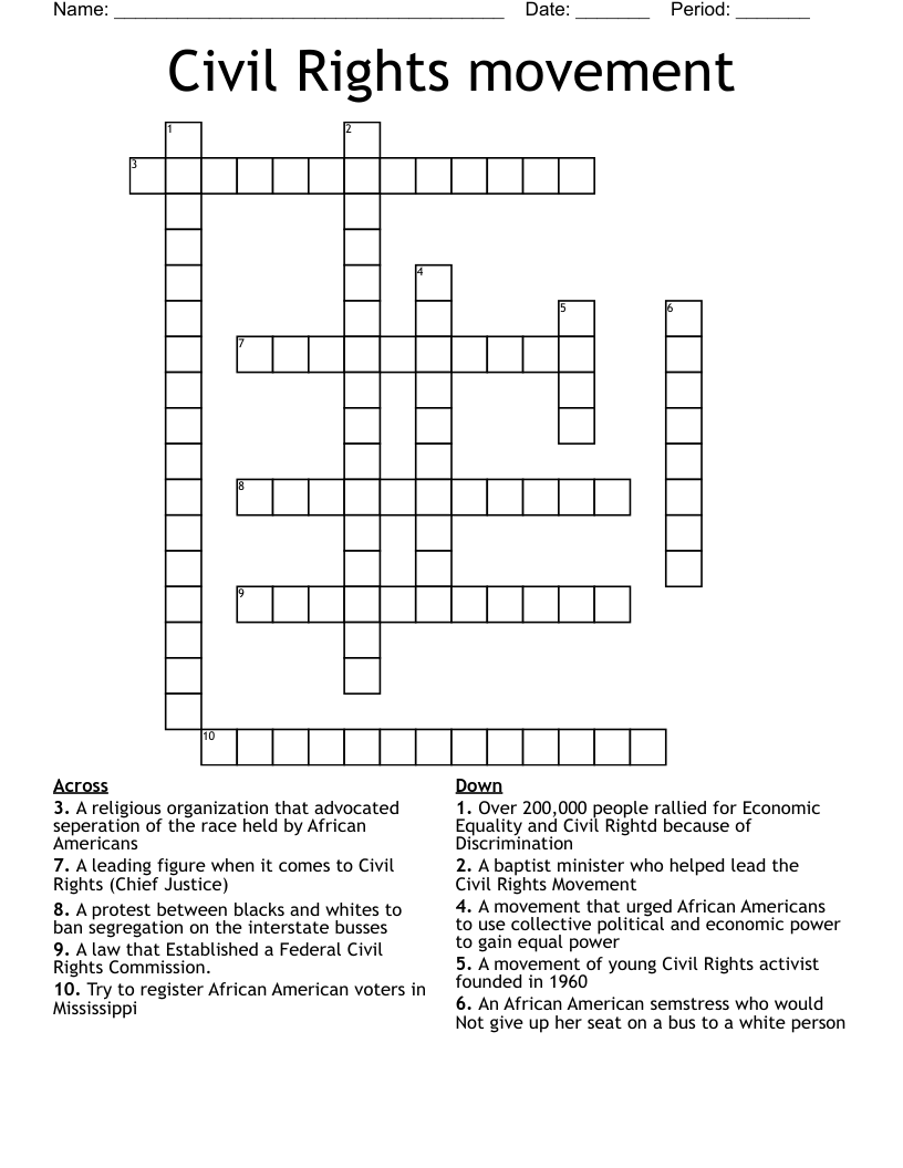 Civil Rights movement  Crossword