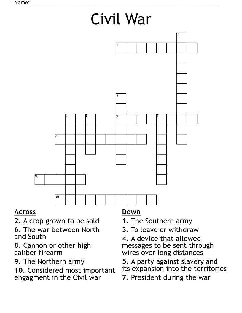 Civil War Crossword