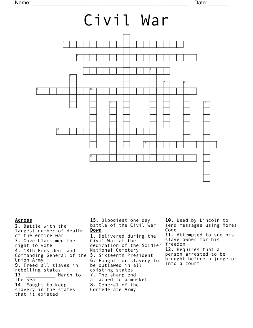 Civil War Crossword