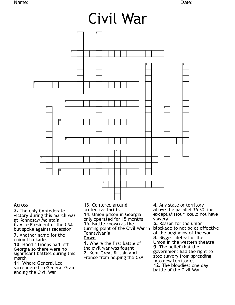 Civil War Crossword