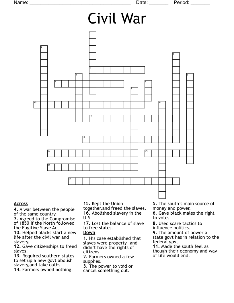 Civil War Crossword