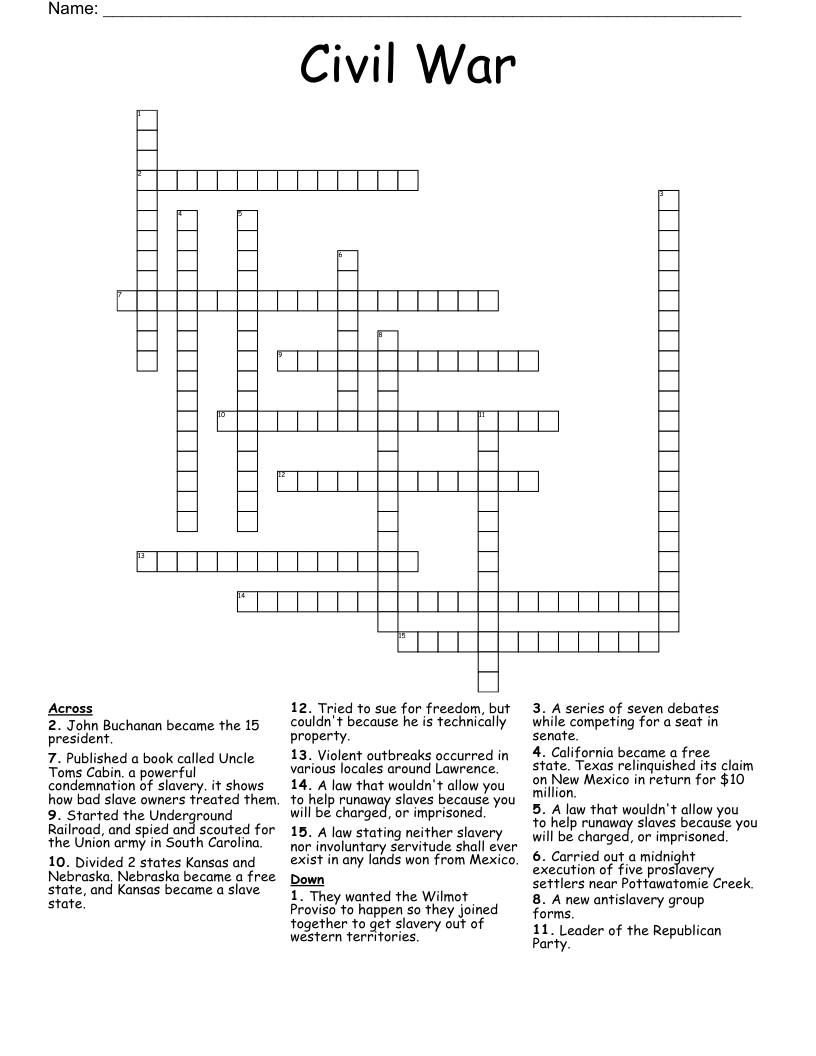 Civil War Crossword