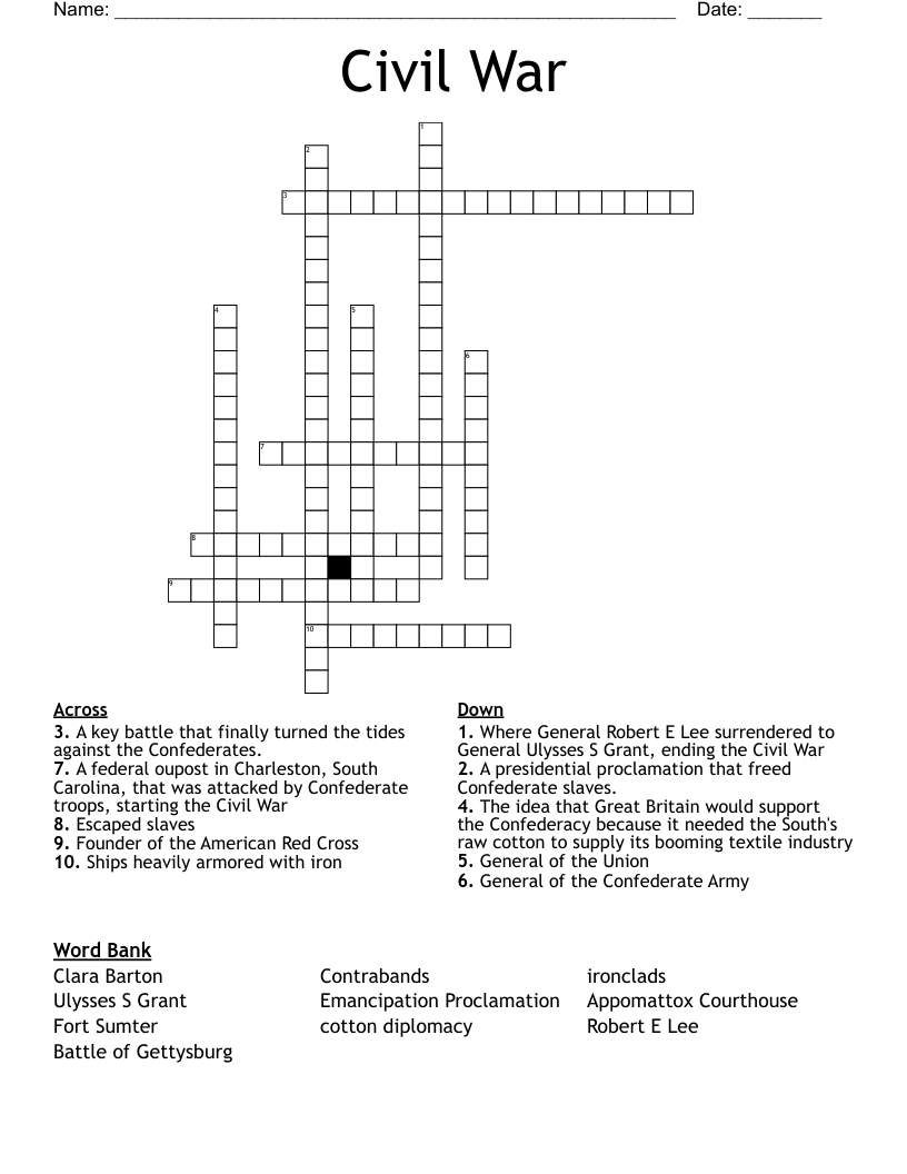 Civil War Crossword