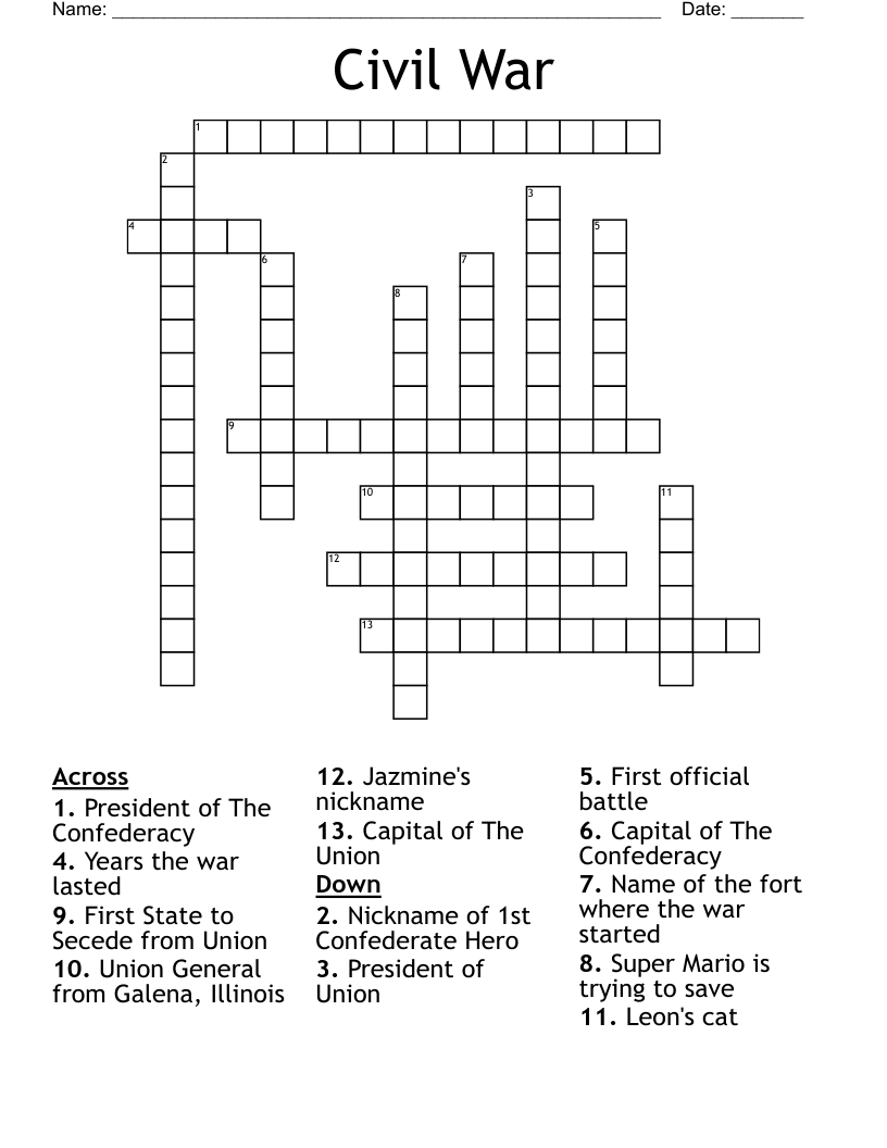Civil War Crossword