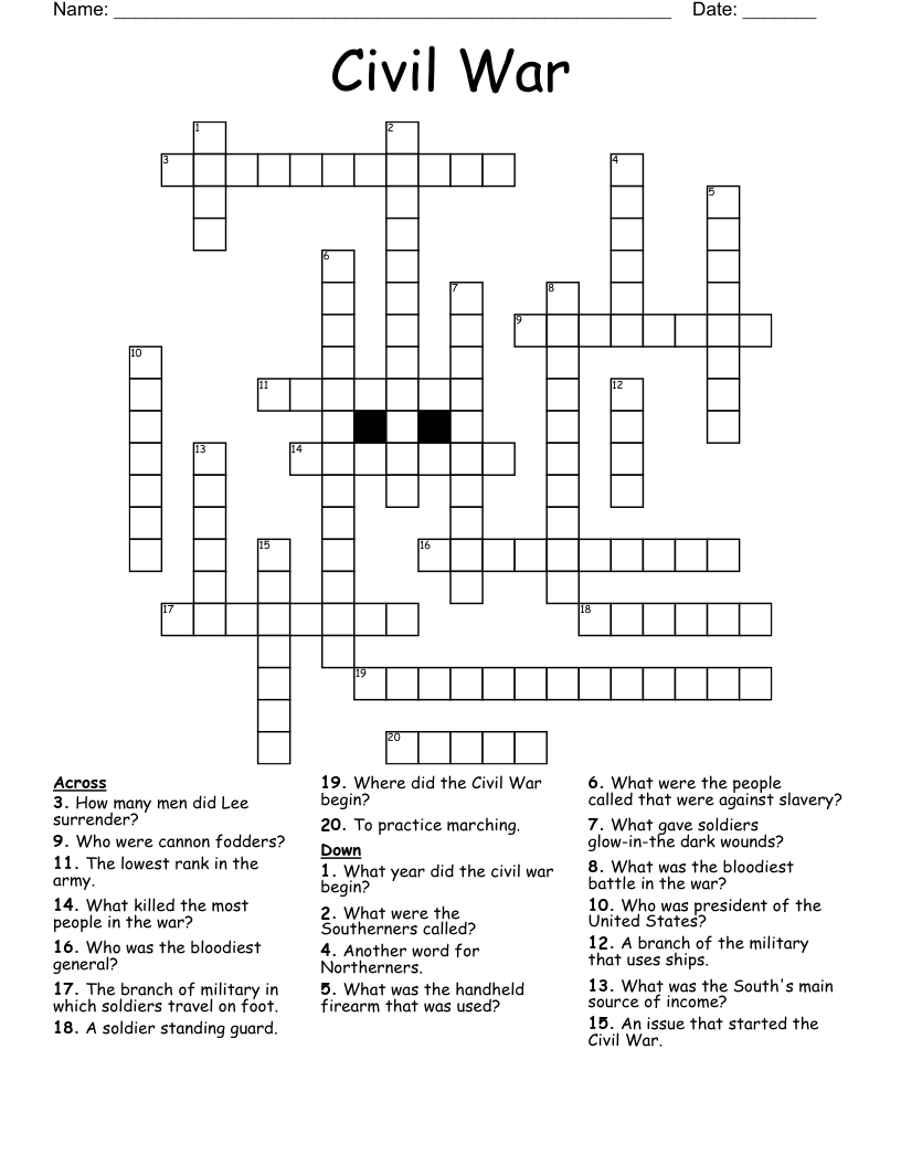 Civil War Crossword