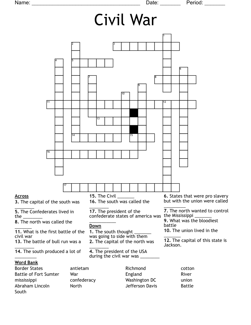 Civil War Crossword