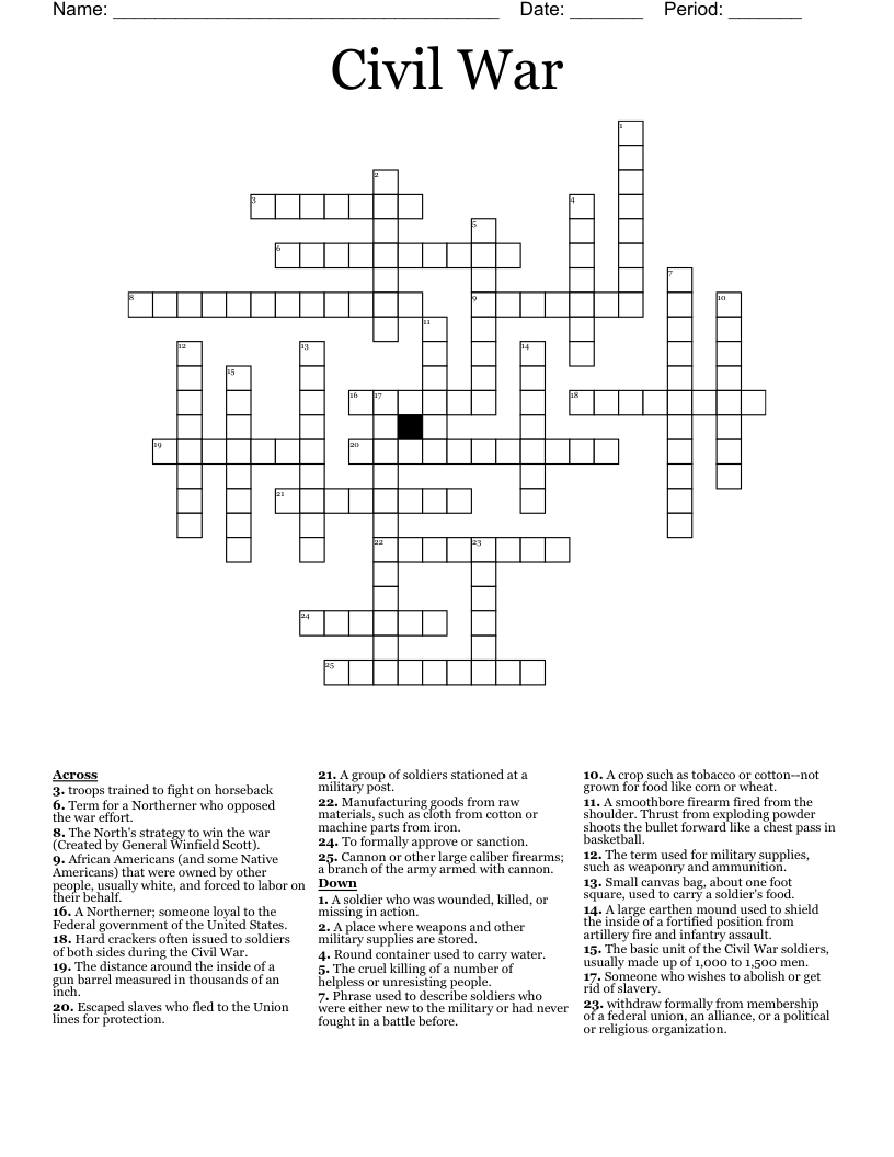 Civil War Crossword