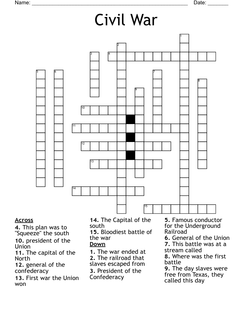 Civil War Crossword