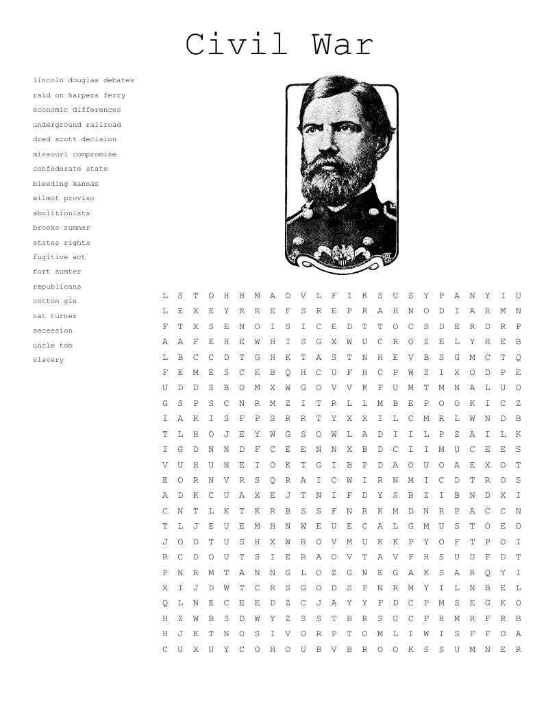 Civil War Word Search