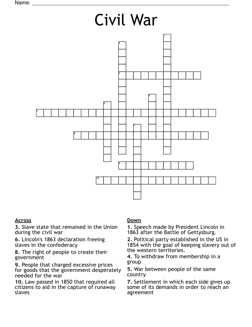 Civil War Crossword