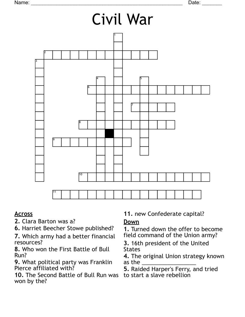 Civil War Crossword