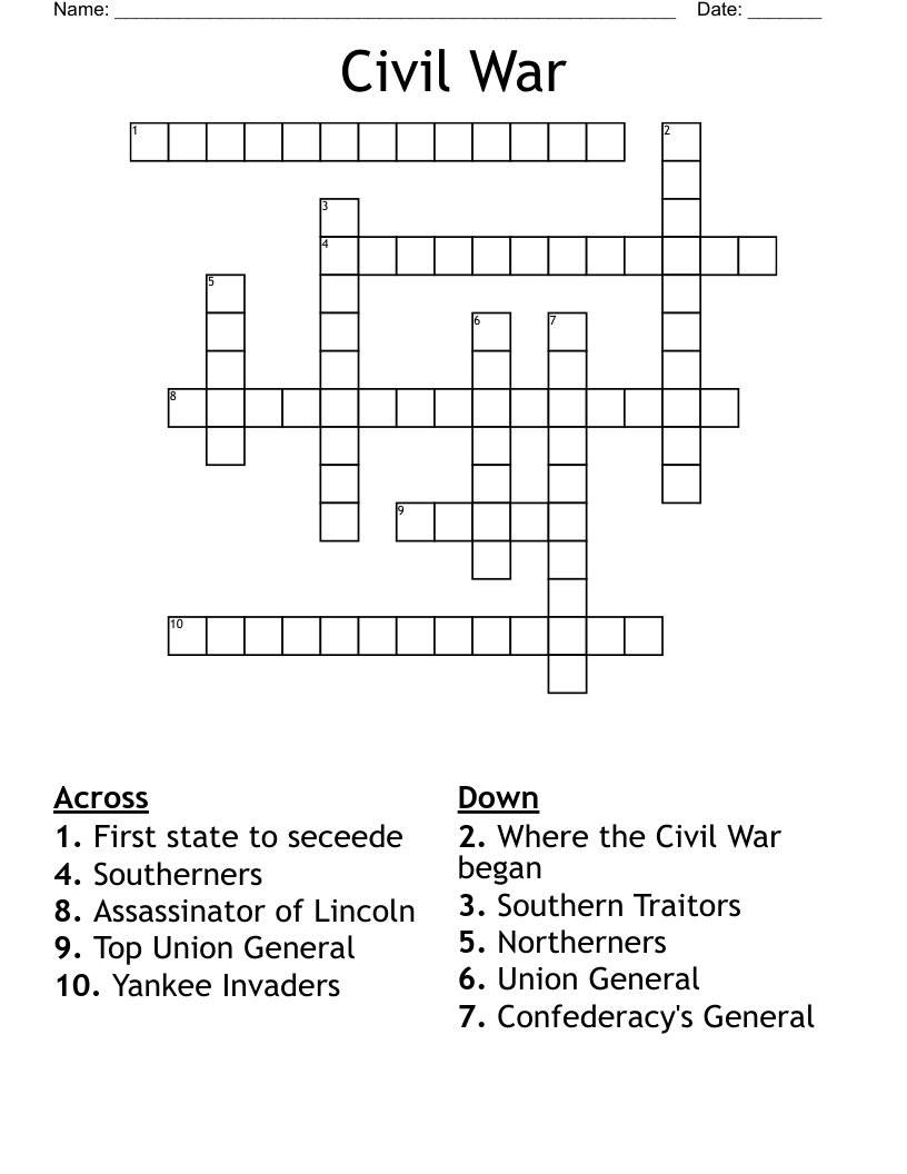 Civil War Crossword