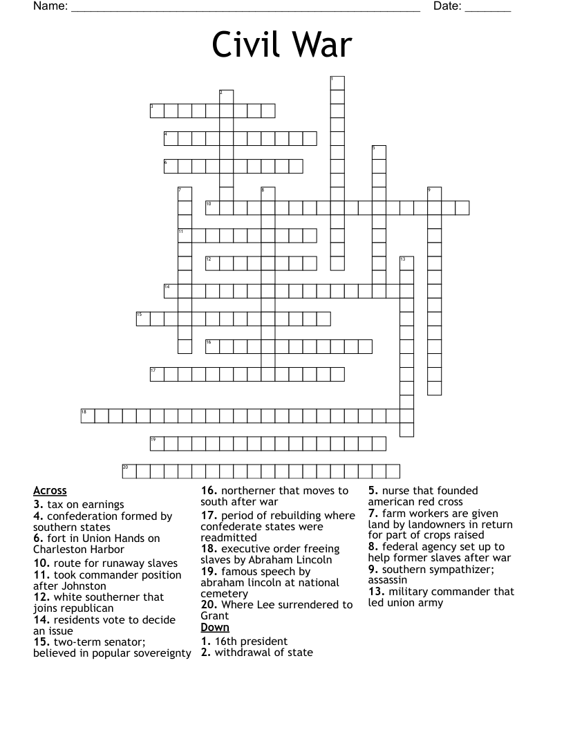 Civil War Crossword