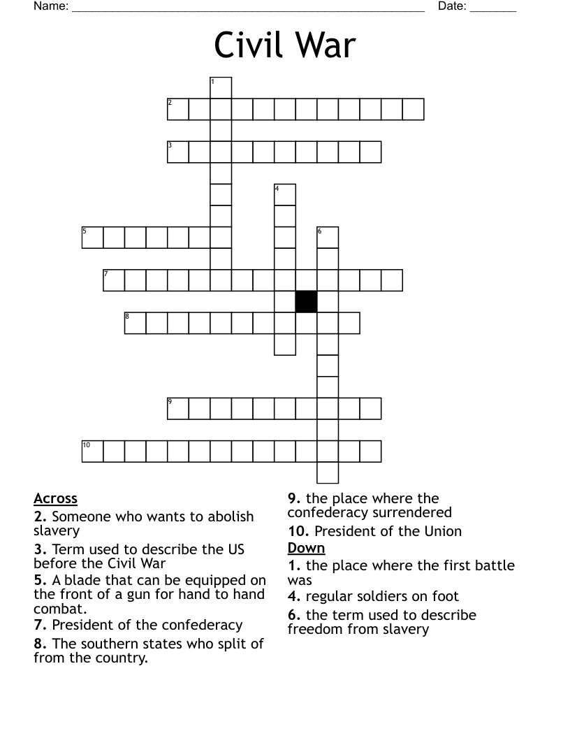 Civil War Crossword