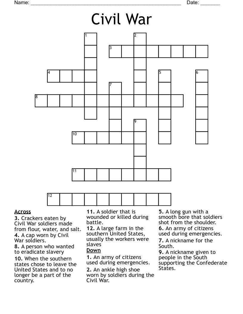 Civil War Crossword