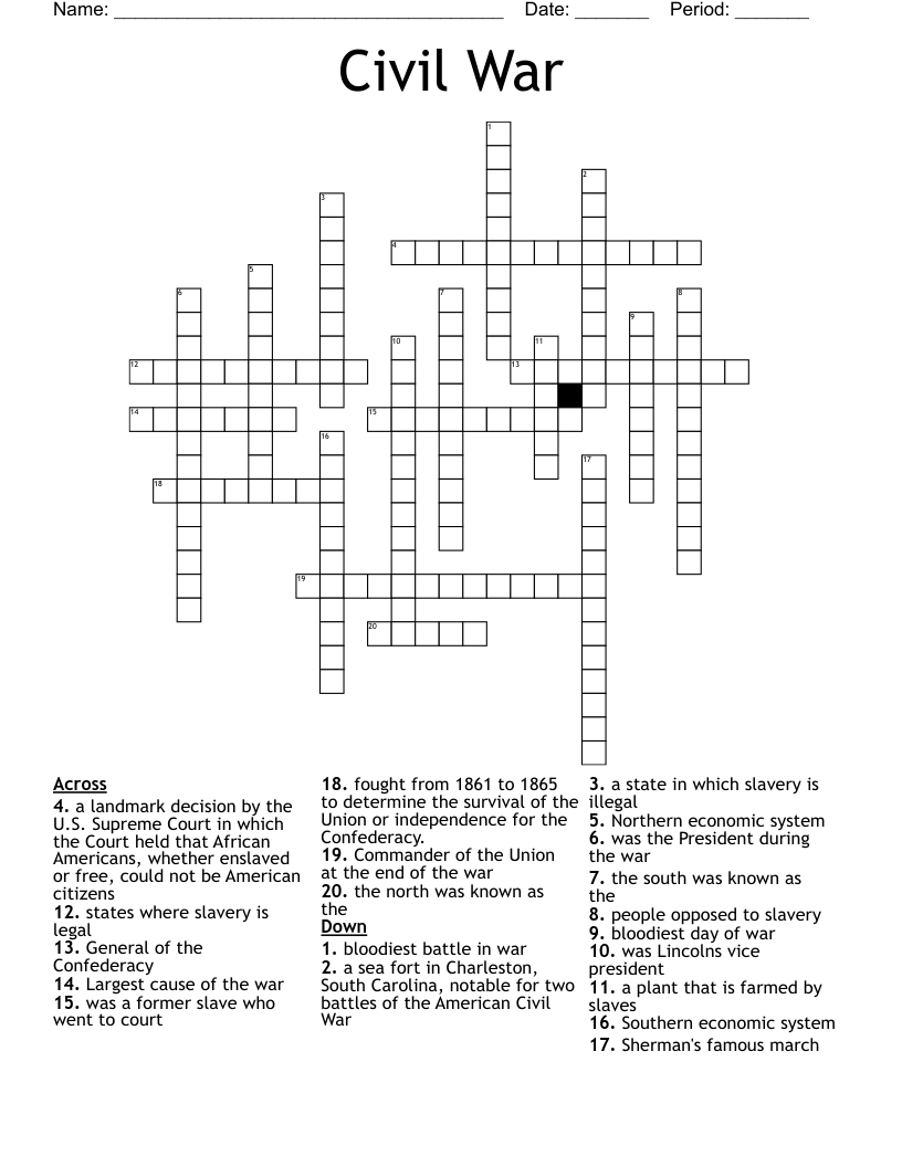 Civil War Crossword