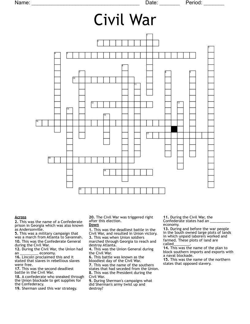 Civil War Crossword