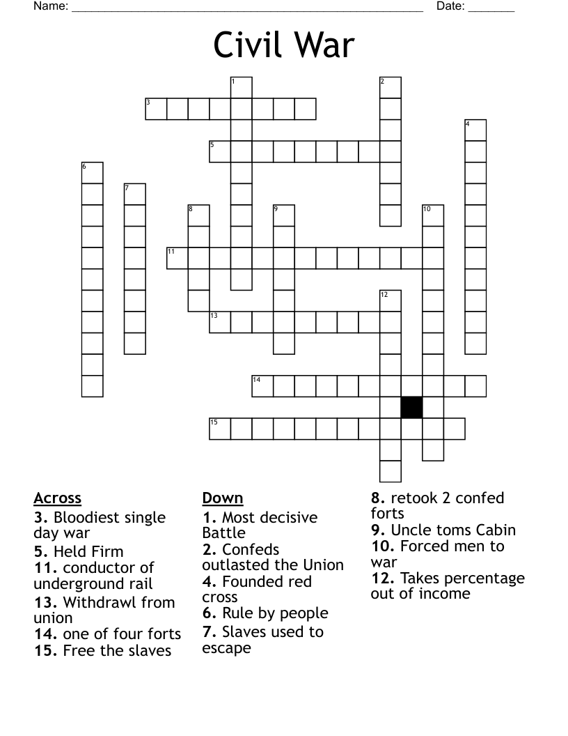 Civil War Crossword
