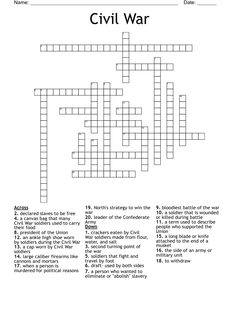 Civil War Crossword