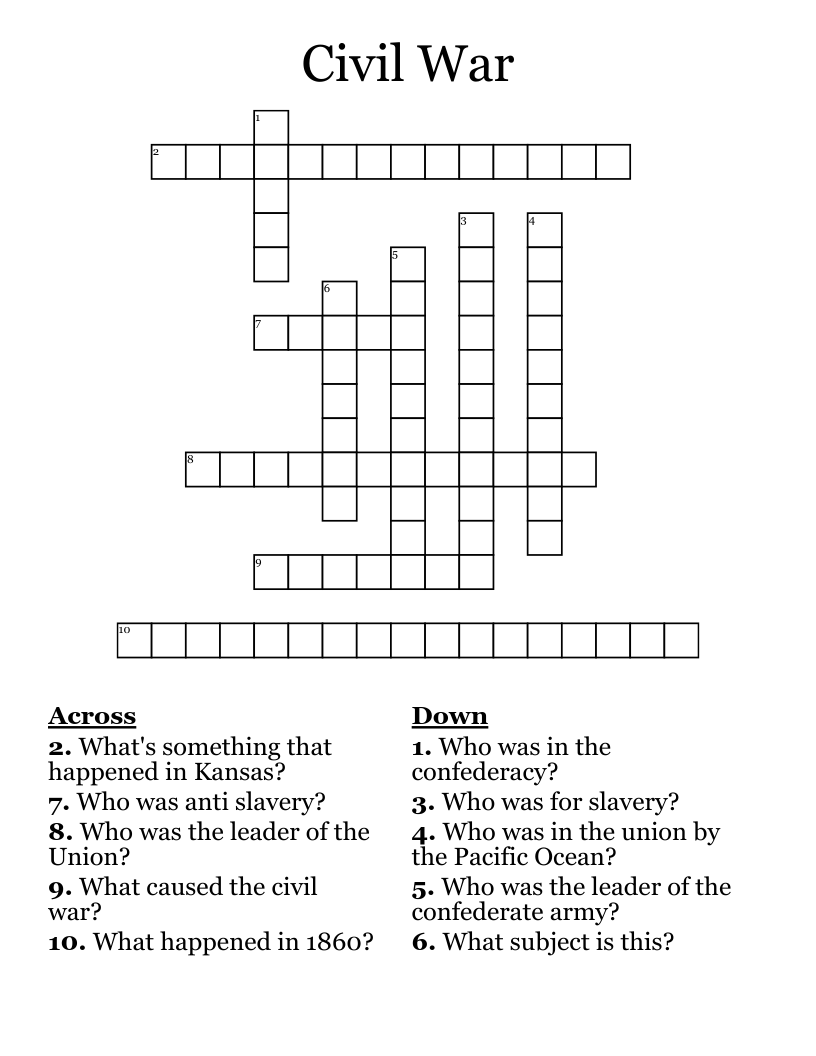 Civil War Crossword