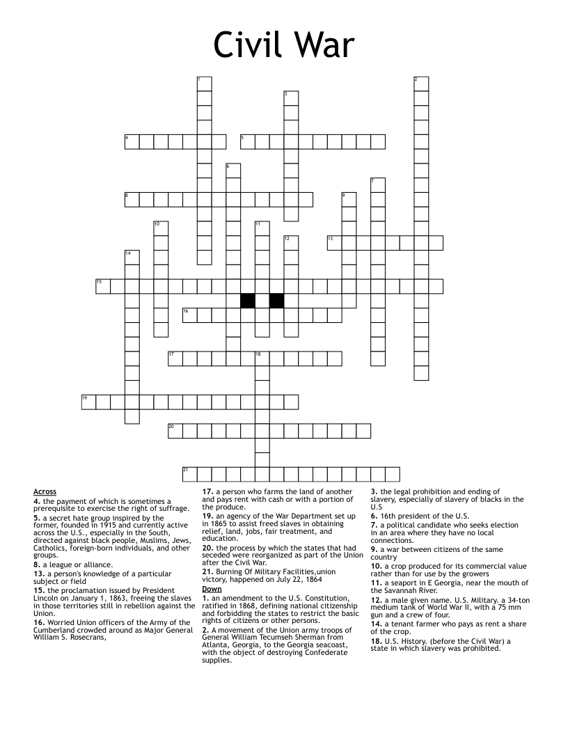 Civil War Crossword