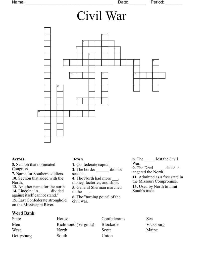 Civil War Crossword