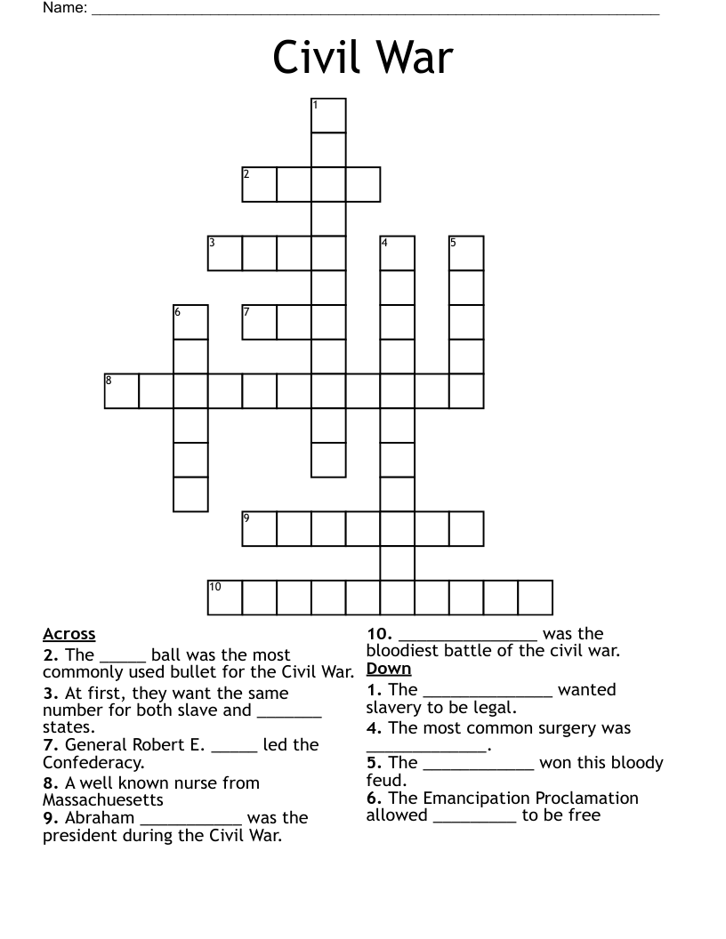 Civil War Crossword