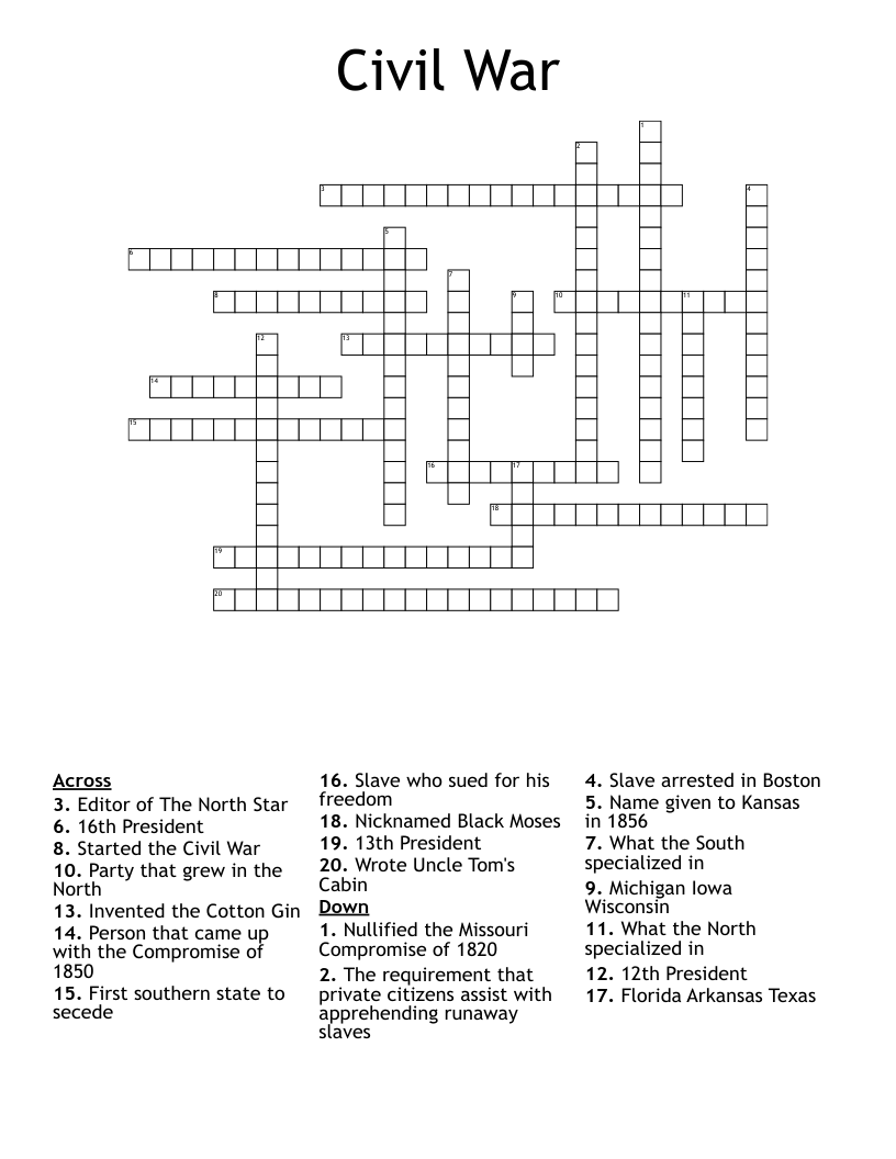 Civil War Crossword