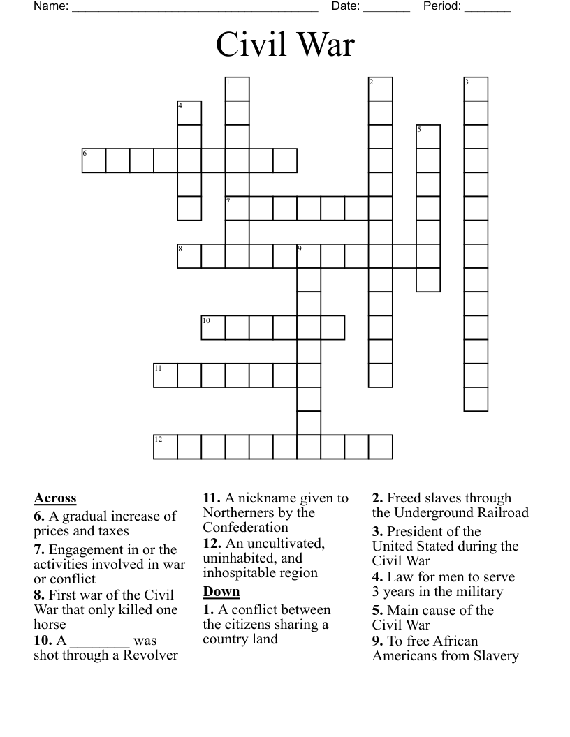 Civil War Crossword