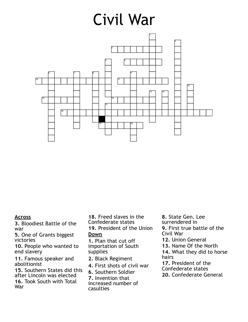 Civil War Crossword