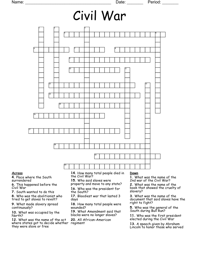 Civil War Crossword