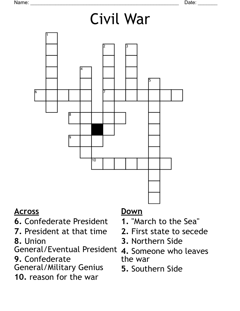 Civil War Crossword