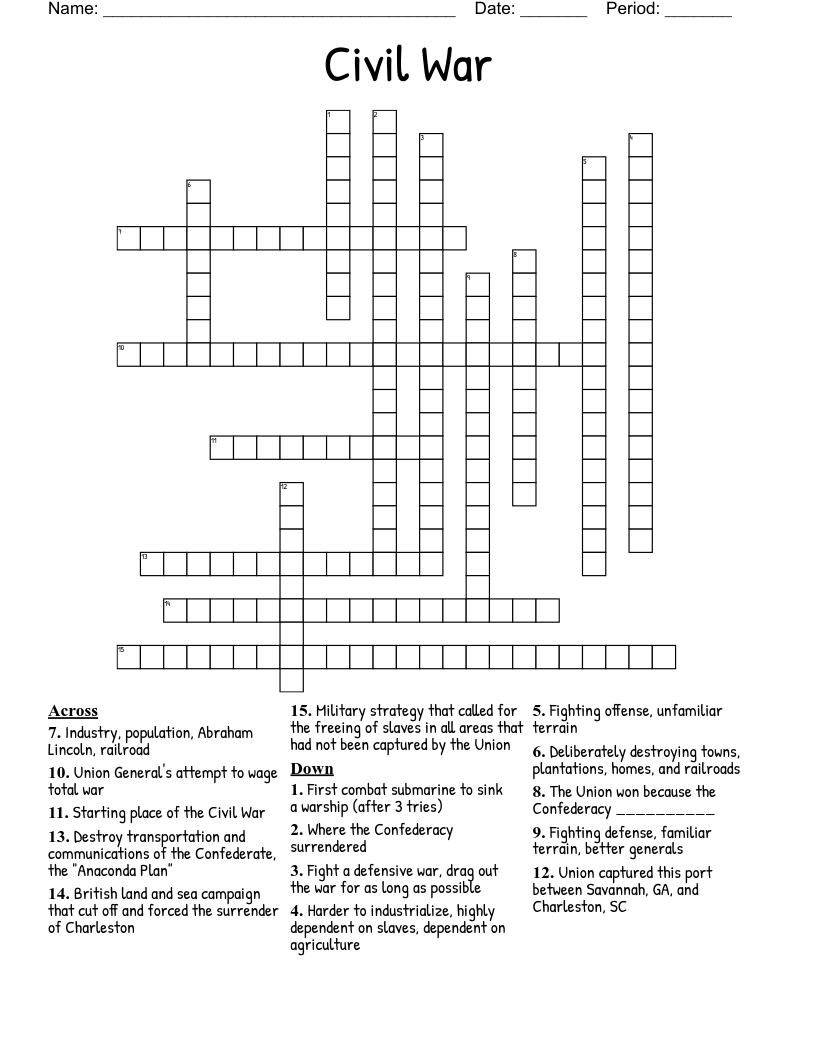 Civil War Crossword