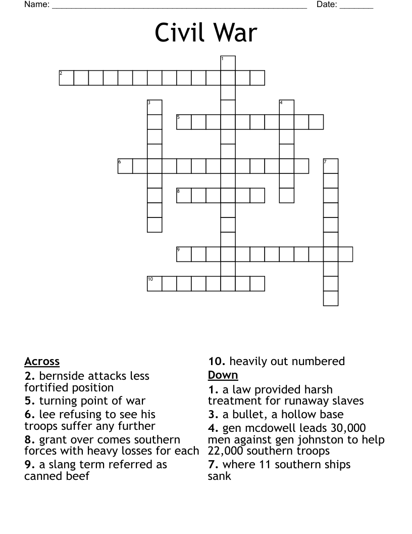 Civil War Crossword