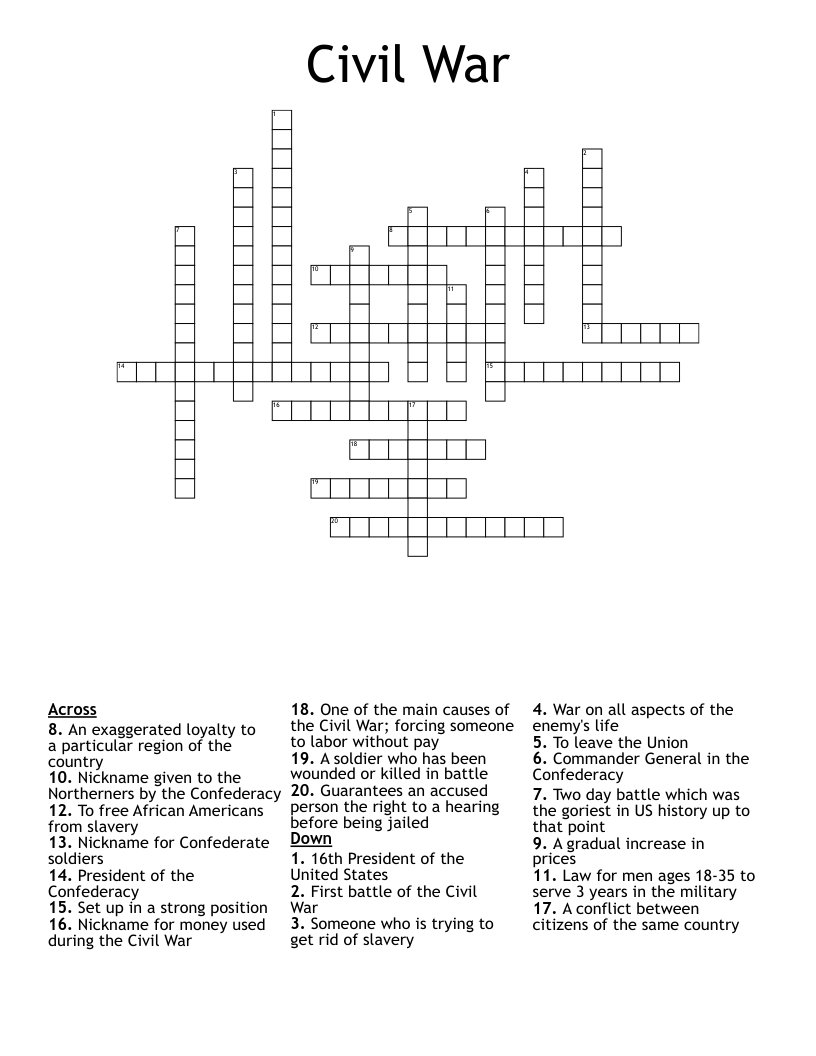 Civil War Crossword