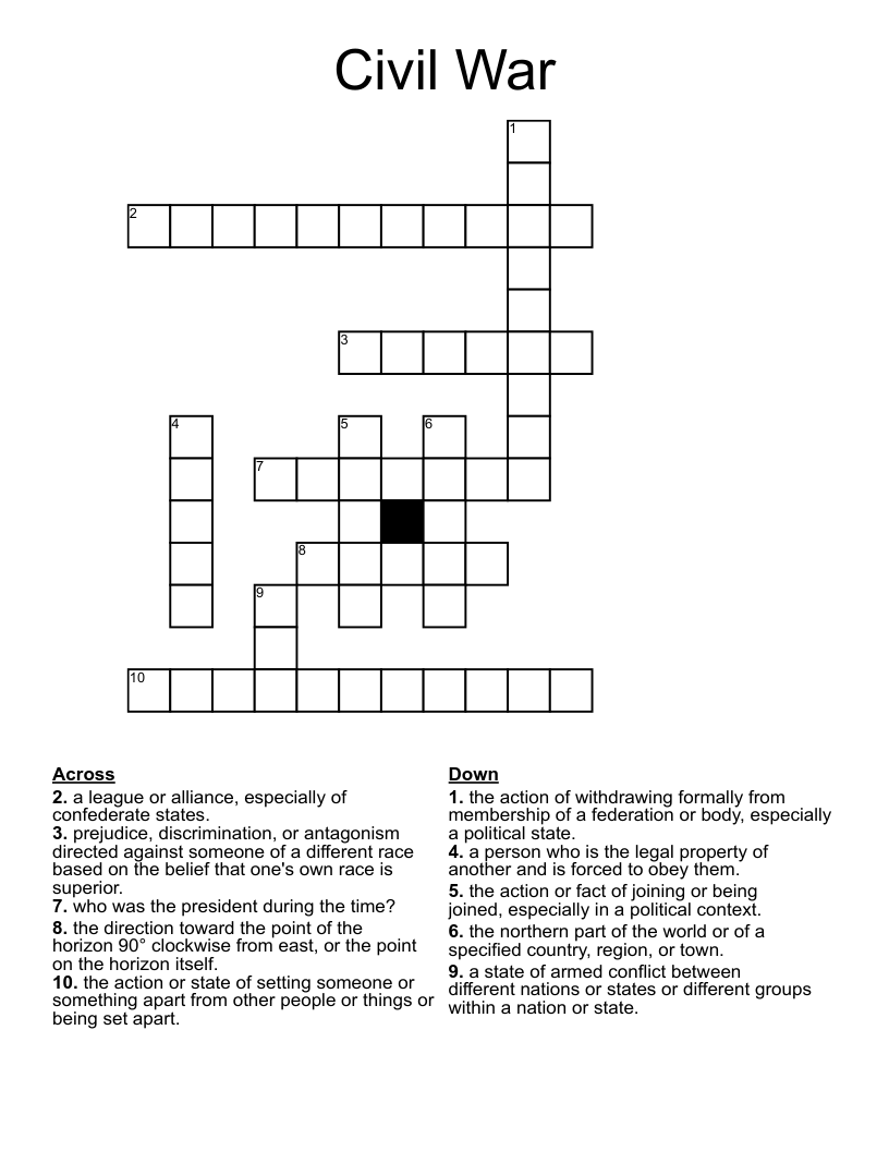 Civil War Crossword