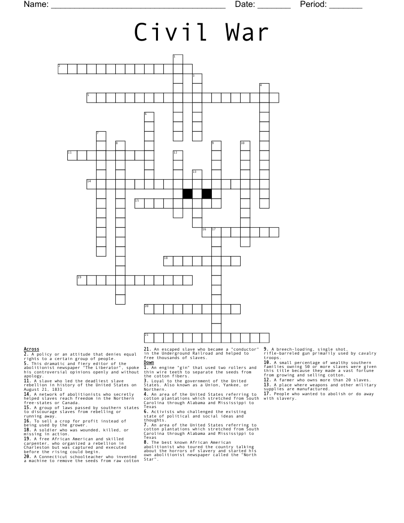 Civil War Crossword