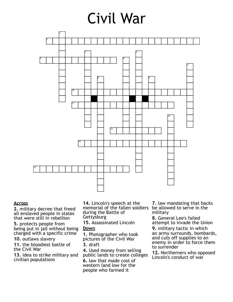 Civil War Crossword