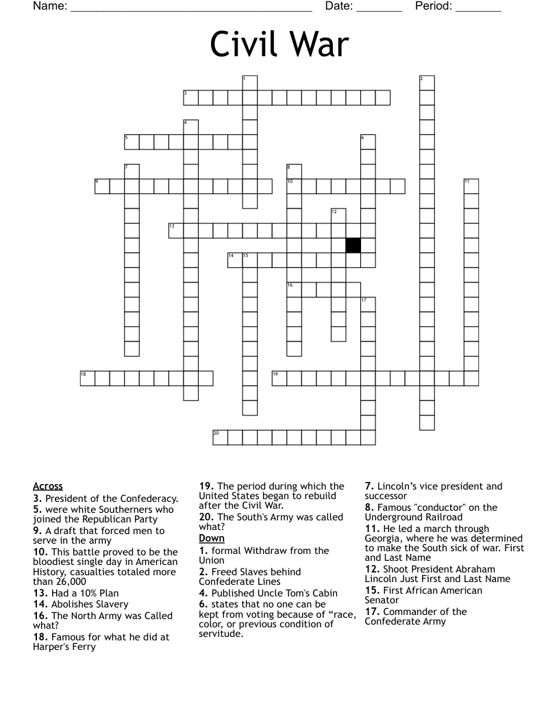 Civil War Crossword