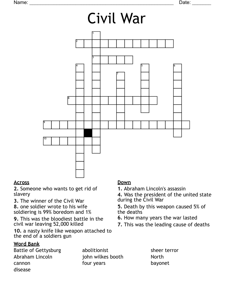 Civil War Crossword