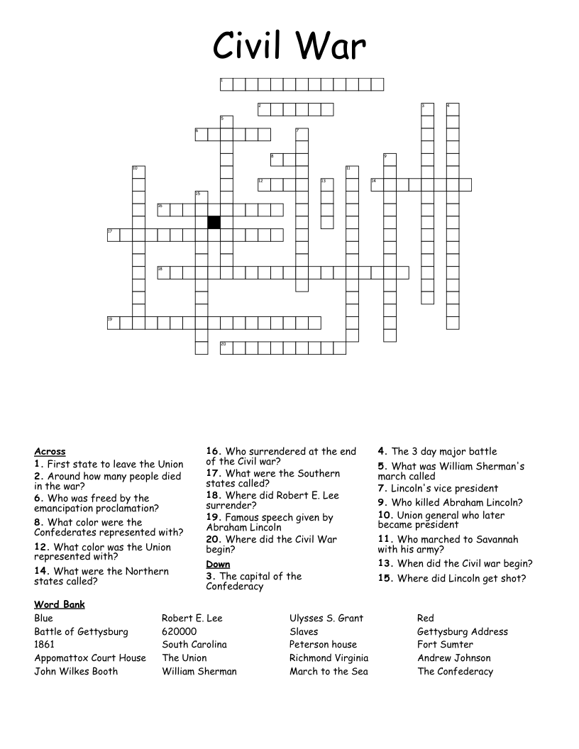 Civil War Crossword